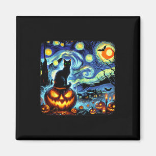 Imã Halloween Van Gogh Starry Night Black