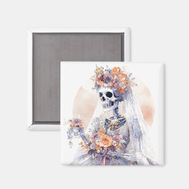 Imã Halloween Watercolor Skeleton Magnet