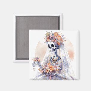 Imã Halloween Watercolor Skeleton Magnet