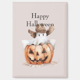 Imã Halloween Western Brown Cowboy Ghost Pumpkin