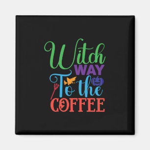 Imã Halloween Witch Caminhando Para O Café