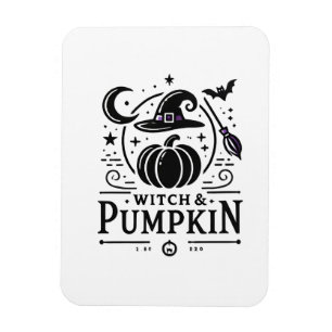 Ímã Halloween Witch Hat e Pumpkin Design Magic Art