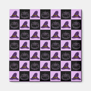 Imã Halloween Witch Hat Pumpkin Face Patterno Assustad