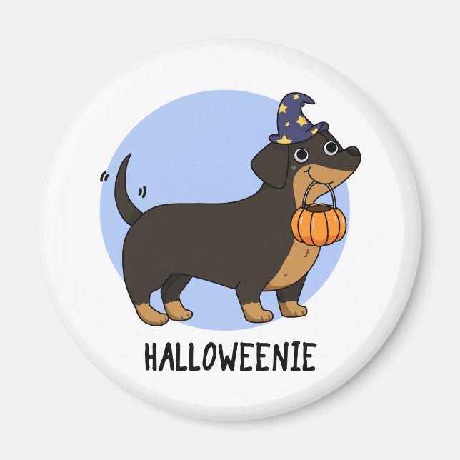 Imã Halloweenie Funny Sausy Cão Pun (Frente)