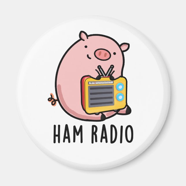 Imã Ham Radio Funny Pig Pun (Frente)