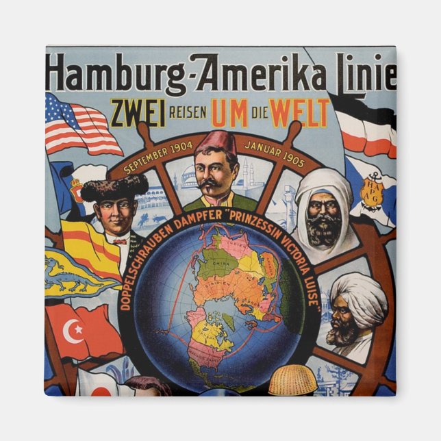Imã Hamburg Amerika Line Poster (Frente)