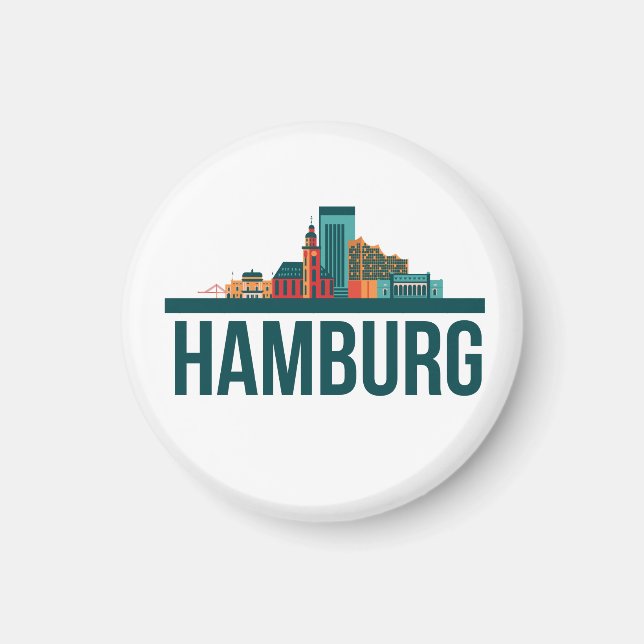 Imã Hamburg Germany Skyline T-Shirt (Frente)