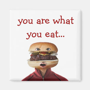 Imã Hamburger Head Man sobre branco