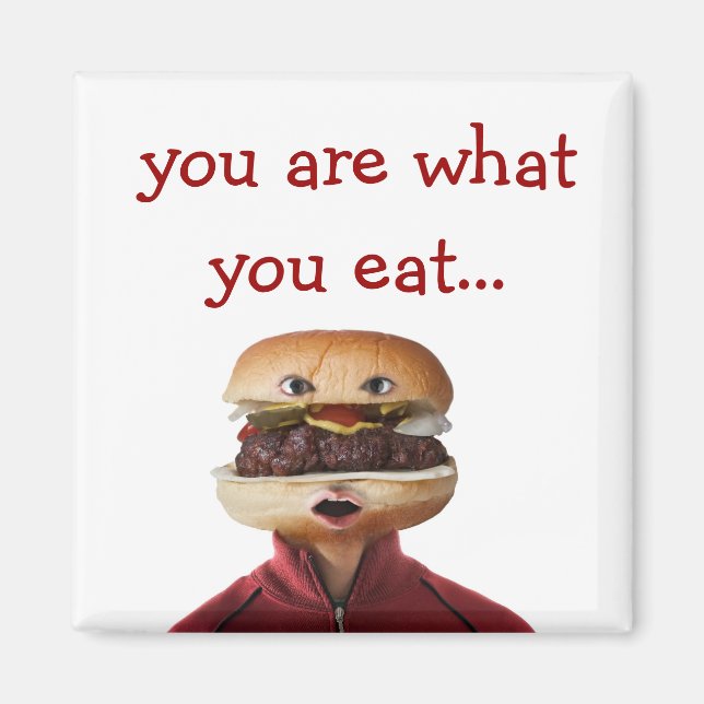 Imã Hamburger Head Man sobre branco (Frente)