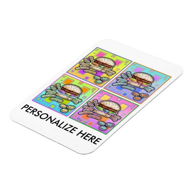 Ímã HAMBURGER Pop de arte pop ART BURGER com FRIES. A  (Left Side)