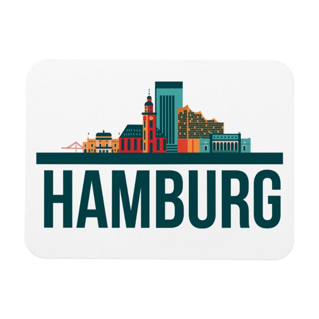 Ímã Hamburgo Alemanha Skyline Photo Magnet (Horizontal)