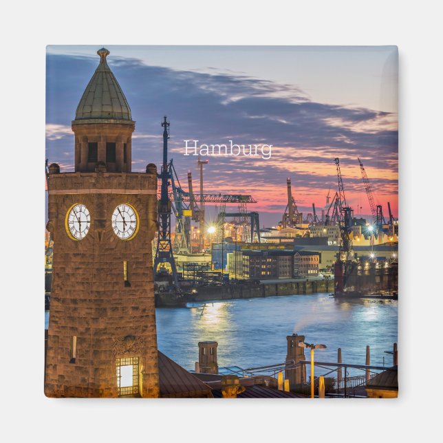 Imã Hamburgo, Alemanha, visão panorâmica no crepúsculo (Frente)