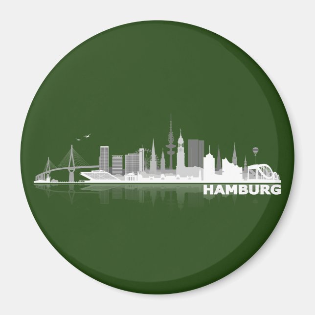 Imã /Hamburgo City Skyline íman kühlschrankmagnet (Frente)