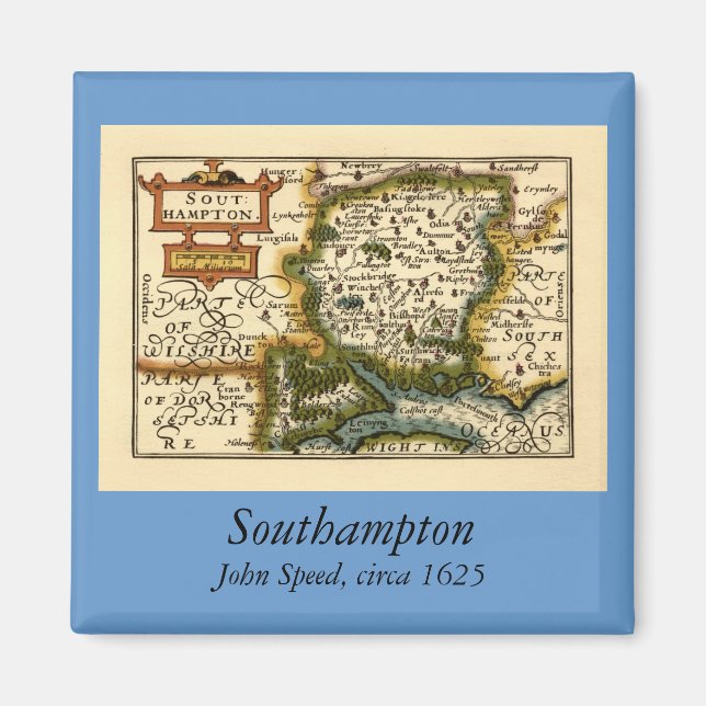 Imã Hampshire, Southampton County England Mapa Históri (Frente)