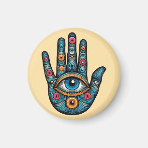 Imã Hamsa Mão com e ilustração de arte ocular