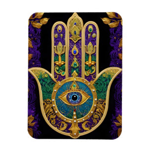 Ímã Hamsa Terceiro Olho Ouro Ornamentado