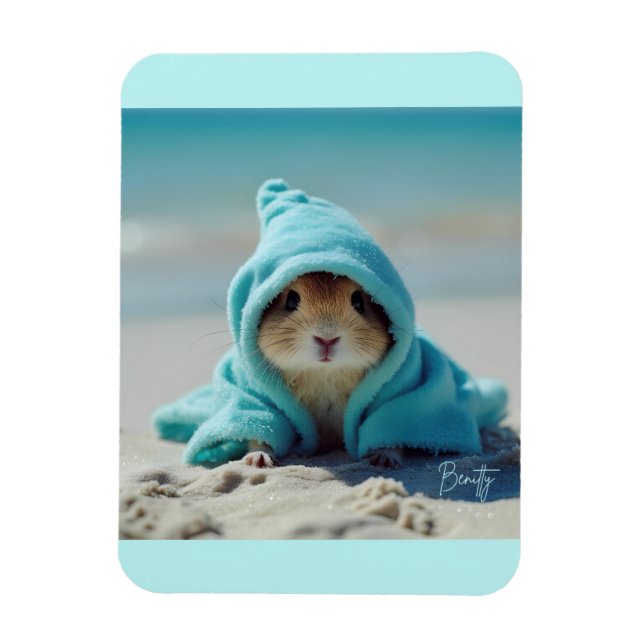 Ímã Hamster Bonito no Design de Verão Adorável na Prai (Vertical)