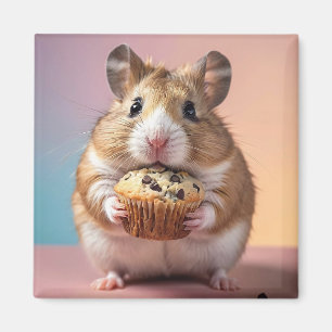 Imã Hamster Cortado com Pastel Chip Muffin Chocolate