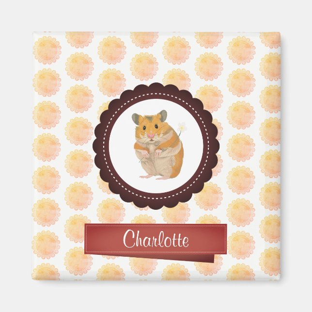 Imã Hamster das Meninas Vermelhas e Rosa (Frente)