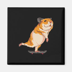 Imã Hamster de Skate - Roedor Patinador Fofo de Skate