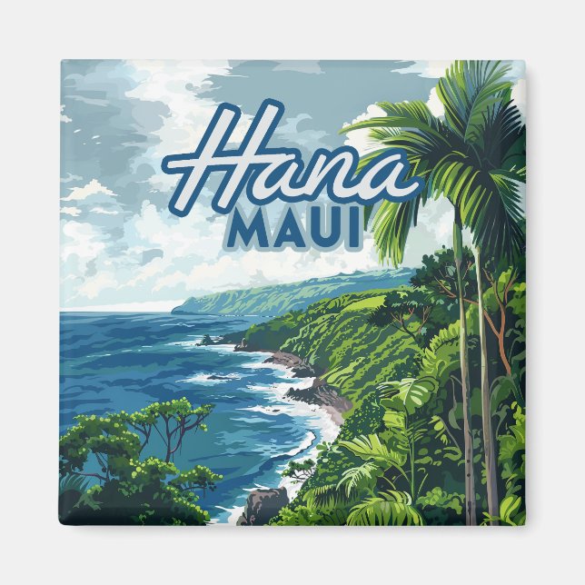 Imã Hana Maui Hawaii Road até Hana Beach Coast Retro (Frente)