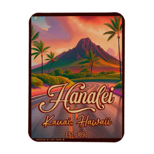Ímã Hanalei Kauai Hawaii Retro Volcano Road 1950