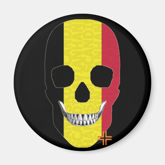 Imã HANDSKULL Bélgica arredondar para o ímã B2 (Frente)