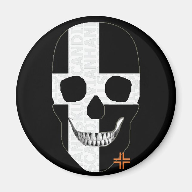 Imã HANDSKULL Cornualha, ímã redondo B2 (Frente)