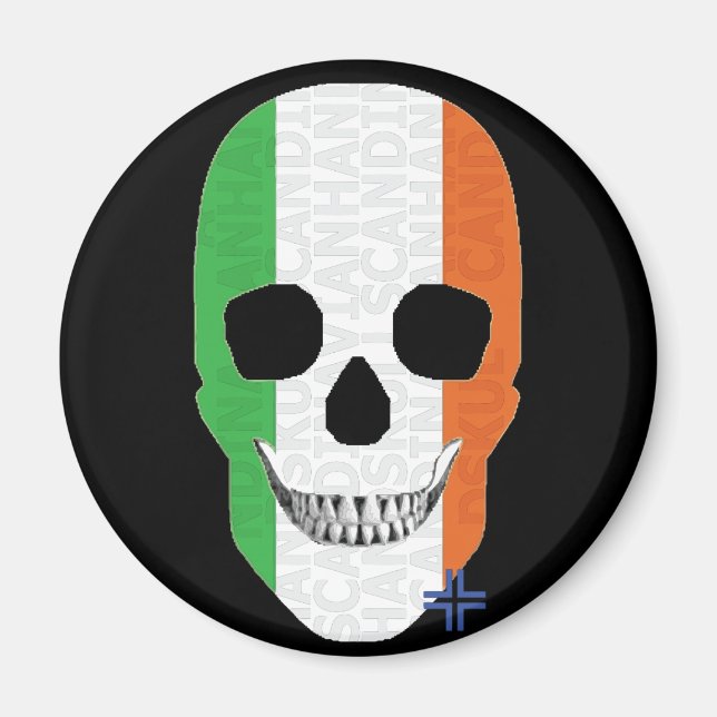 Imã HANDSKULL Irlanda redondo ímã B2 (Frente)