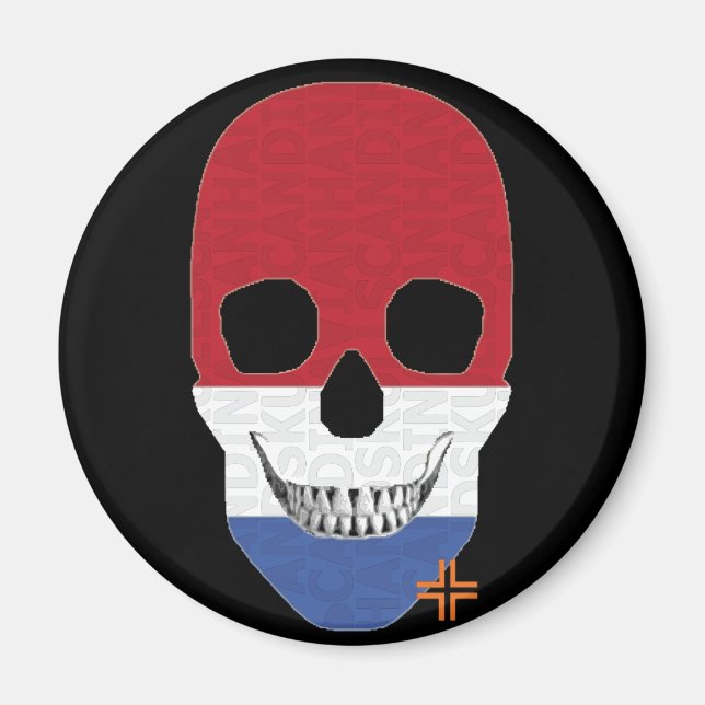 Imã HANDSKULL Países Baixos - ímã redondo B2 (Frente)