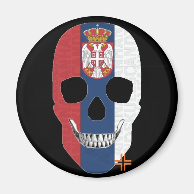 Imã HANDSKULL Sérvia redonda com o ímã B2 (Frente)