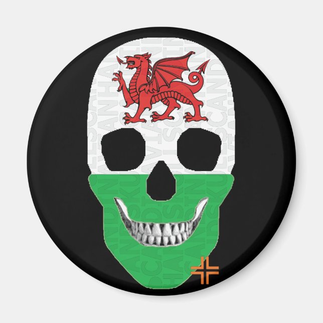 Imã HANDSKULL Wales redonda com o ímã B2 (Frente)
