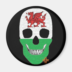 Imã HANDSKULL Wales, redondo ímãB2