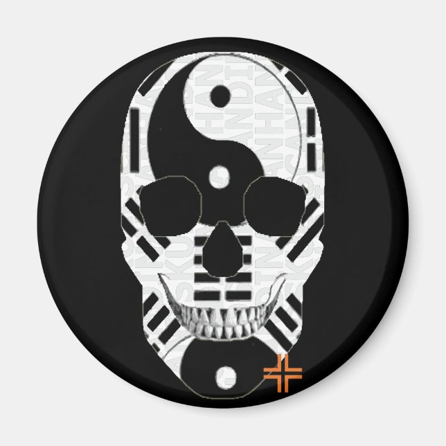 Imã HANDSKULL Yin Yang ímã redondo B2 (Frente)