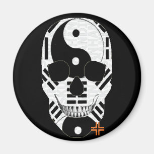 Imã HANDSKULL Yin Yang    ímã redondoB2