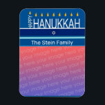 Ímã Hannukah menorah photo Photo Magnet<br><div class="desc">.Celebrate eight days and eight nights of the Festival of Lights with Hanukkah cards and gifts. The festival of lights is here. Light the menorah, play with the dreidel and feast on latkes and sufganiyots. Celebrate the spirit of Hanukkah with friends, family and loved ones by wishing them Happy Hanukkah....</div>