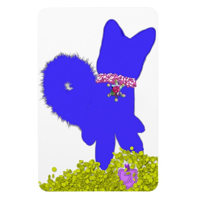 Ímã Hanukkah dreidel gelou e feriado de cachorro azul (Vertical)