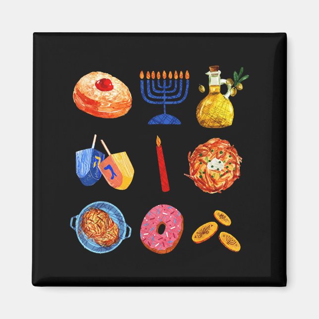 Imã Hanukkah Latke Menorah Dreidel Donut Chanukah Jewi (Frente)