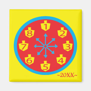 Imã Hanukkah Magnet Square COLORFUL CRAZY 8 Clock