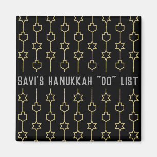 Imã Hanukkah Magnet Square DREIDELS N STARS