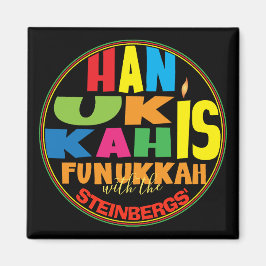 Imã Hanukkah Magnet Square HANUKKAH É FUNUKKAH