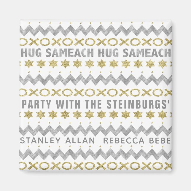 Imã Hanukkah Magnet Square HUG SAMEACH (Frente)