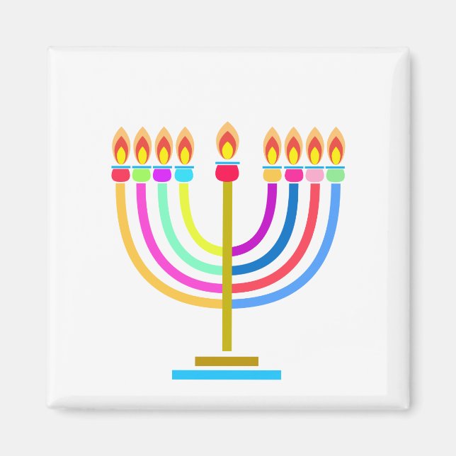 Imã Hanukkah Menorah - Símbolo de Férias das Luzes (Frente)