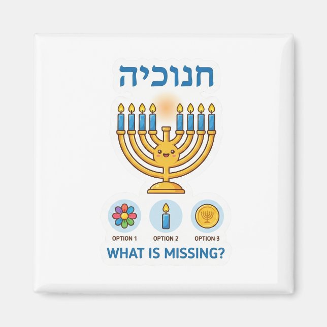 Imã Hanukkah Menorah "What is Missing?" Logic Game (Frente)