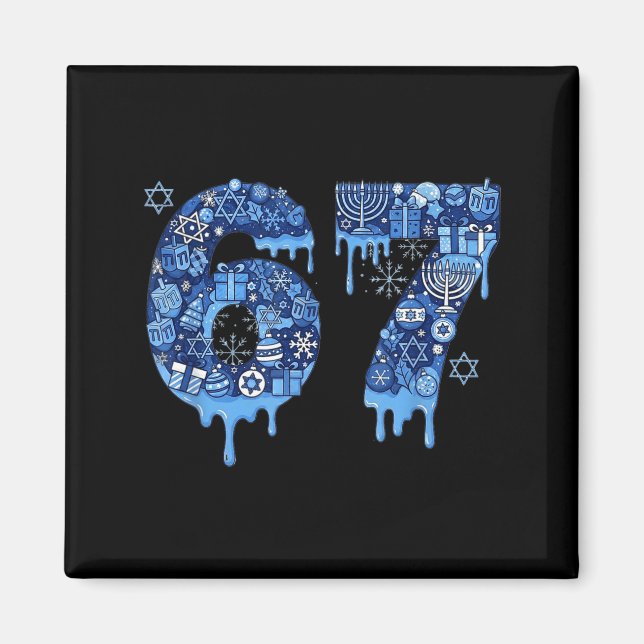 Imã Hanukkah Seis Sete 67 Meme Engraçado Dreidel Menor (Frente)