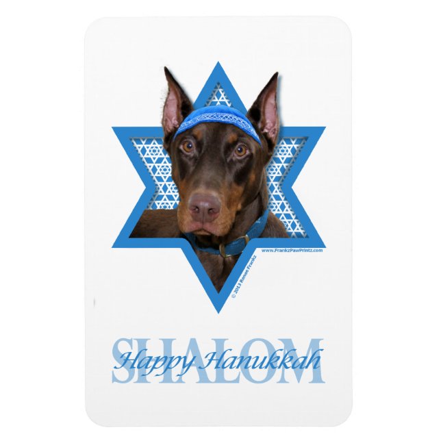 Ímã Hanukkah Star de David - Doberman - Rocky (Vertical)