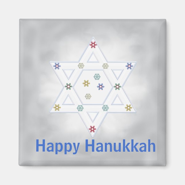 Imã Hanukkah Star e Cinza de Flocos de Neve (Frente)