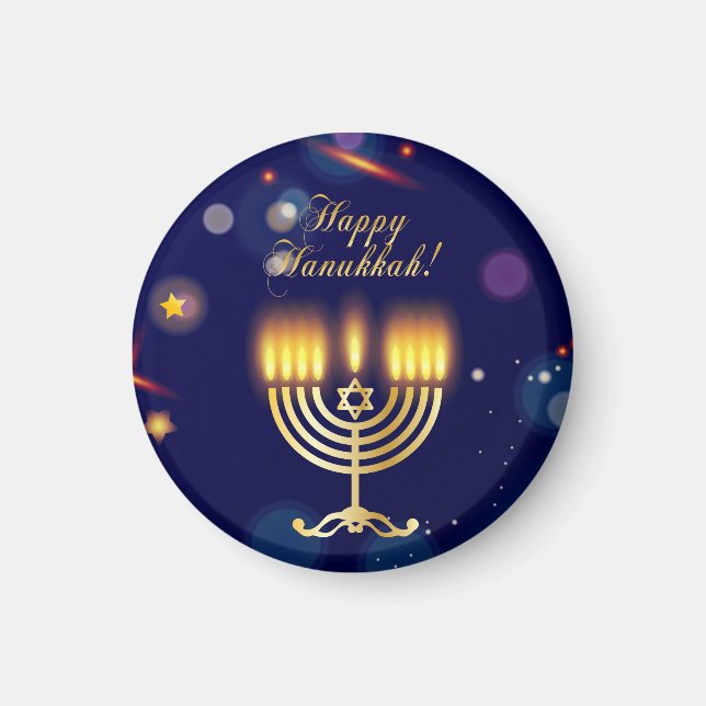 Imã Hanukkiah Happy Hanukkah Jewish Gold Menorah (Frente)