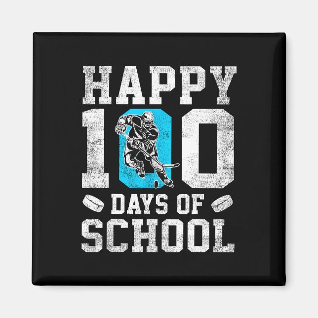 Imã Happy 100 Days Of School Hockey Lovers Boys Girls  (Frente)