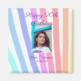 Imã Happy 20th Birthday rainbow rustic boho lines phot